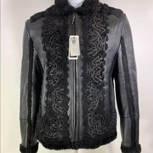 ROBERTO CAVALLI Black Leather Luxury Over Coat Jacket RUNWAY Designer Mens Sz 52